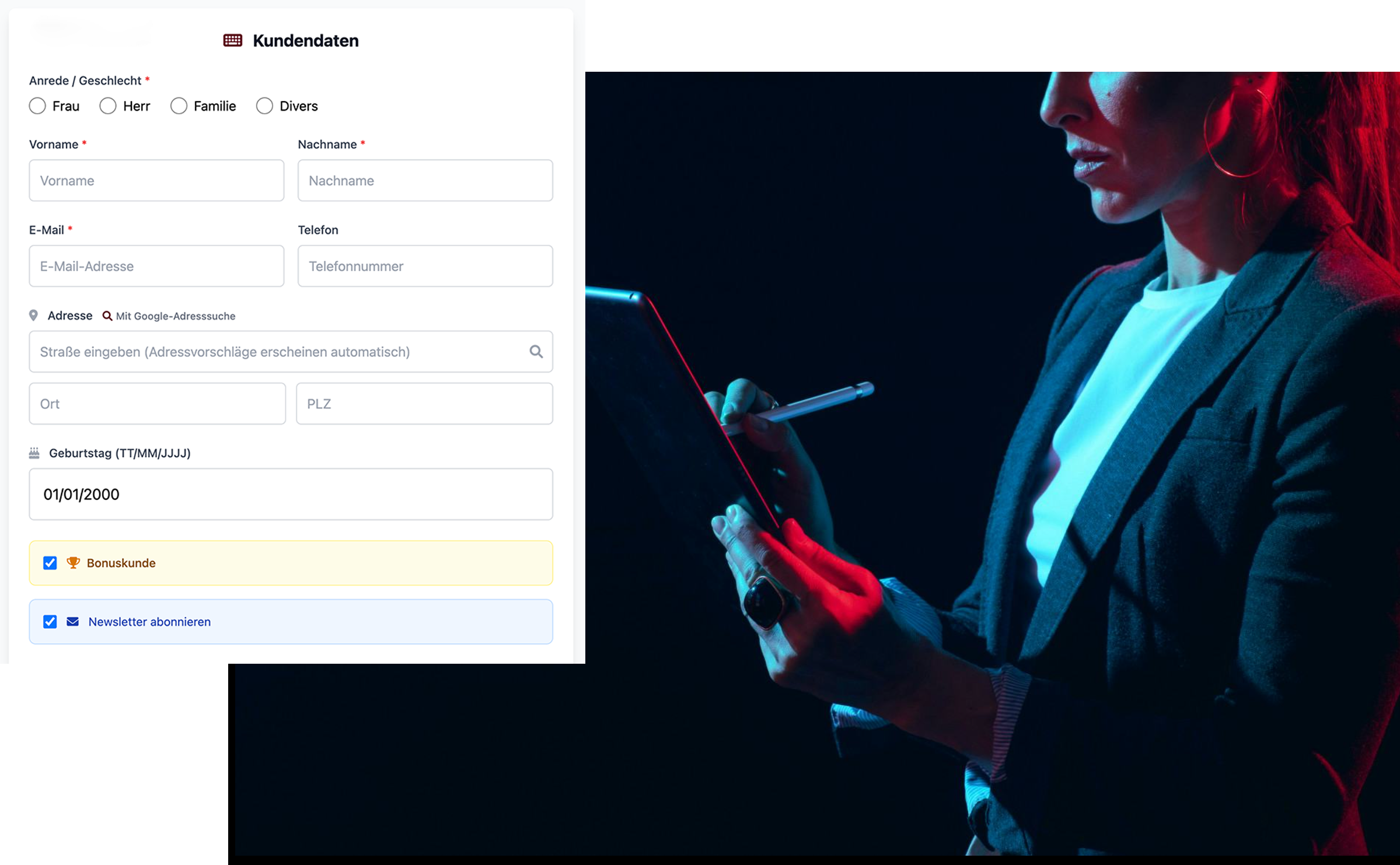 Hyperlinked Produkt – iPad Ansicht